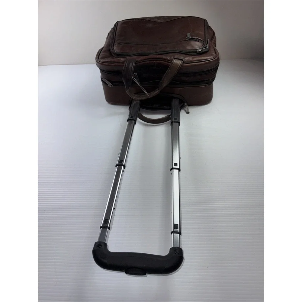 Kenneth Cole Reaction‎ Leather Rolling Briefcase Brown Zippered Laptop